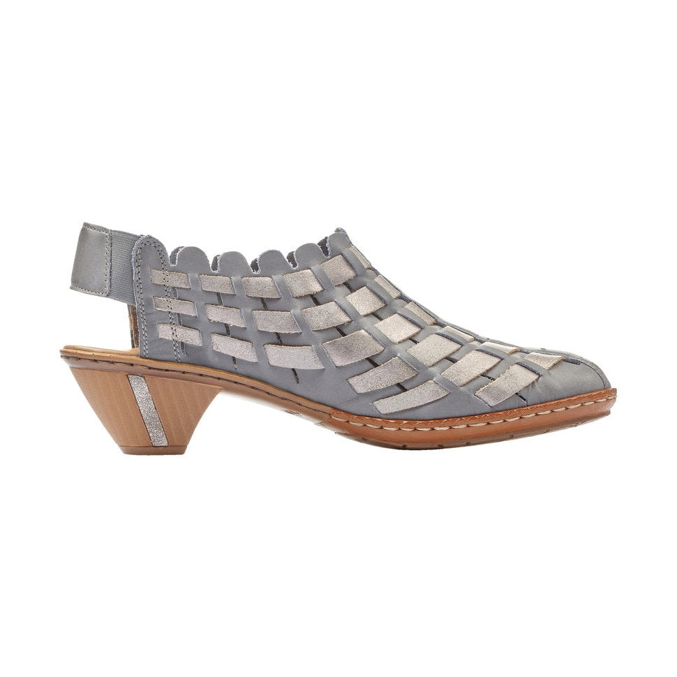 Rieker Ladies shoe with sling back 46778-13 Blue/ Grey
