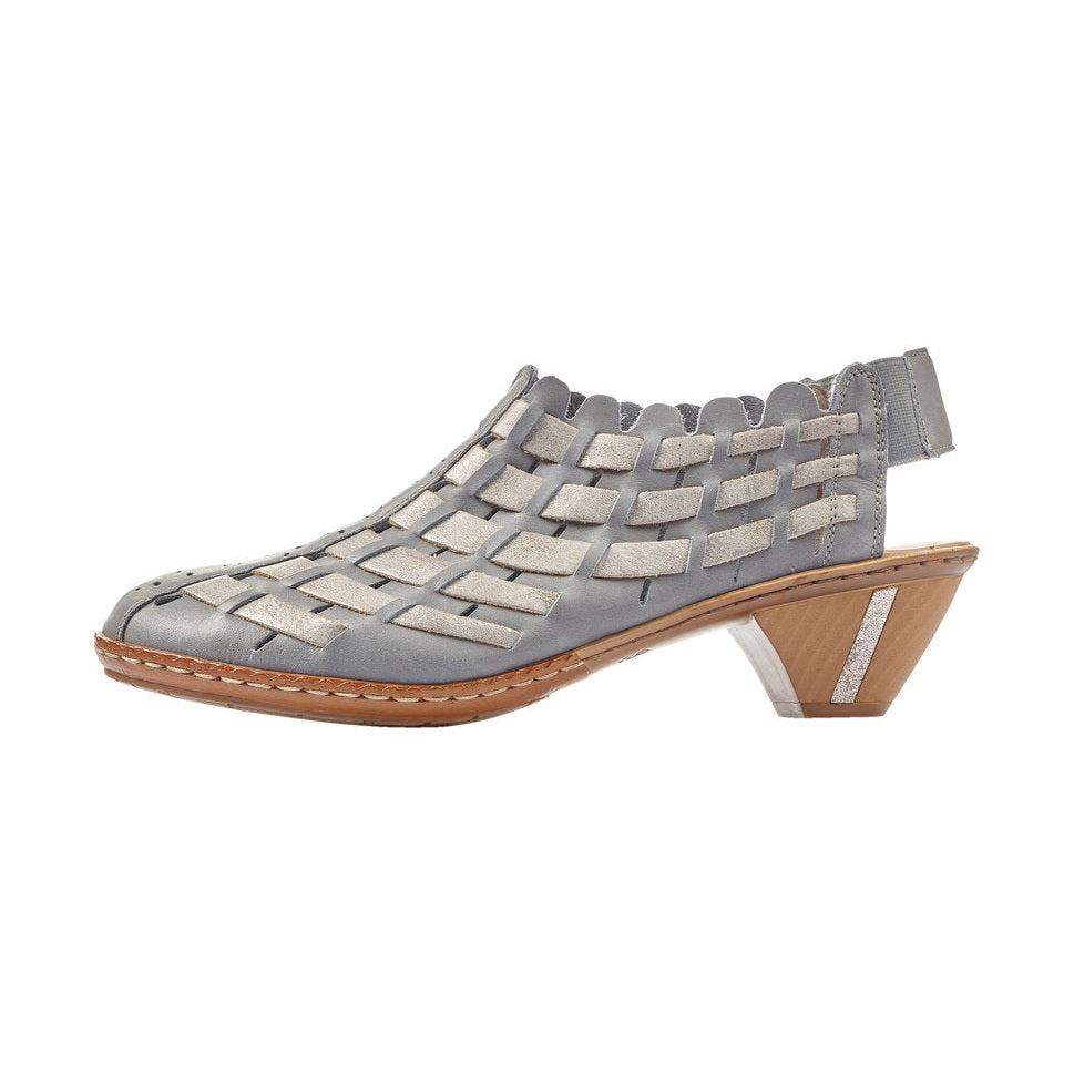 Rieker Ladies shoe with sling back 46778-13 Blue/ Grey