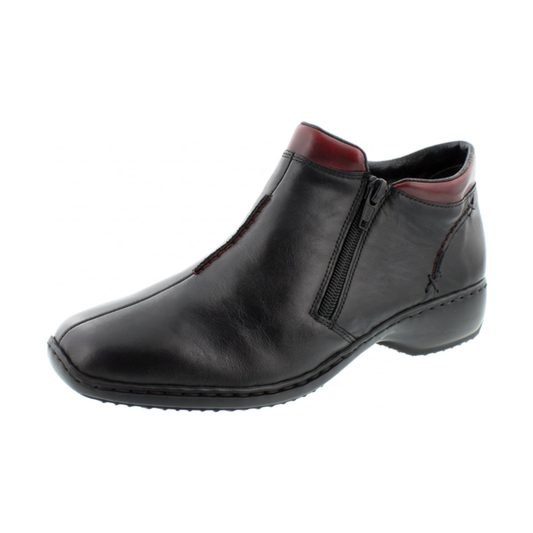 Rieker Leather Ankle boot Black with Zip zip L3882-00