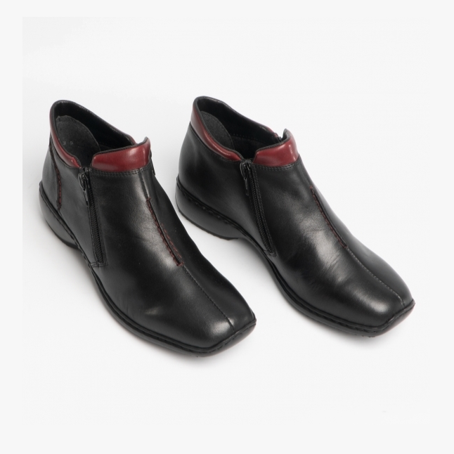 Rieker Leather Ankle boot Black with Zip zip L3882-00