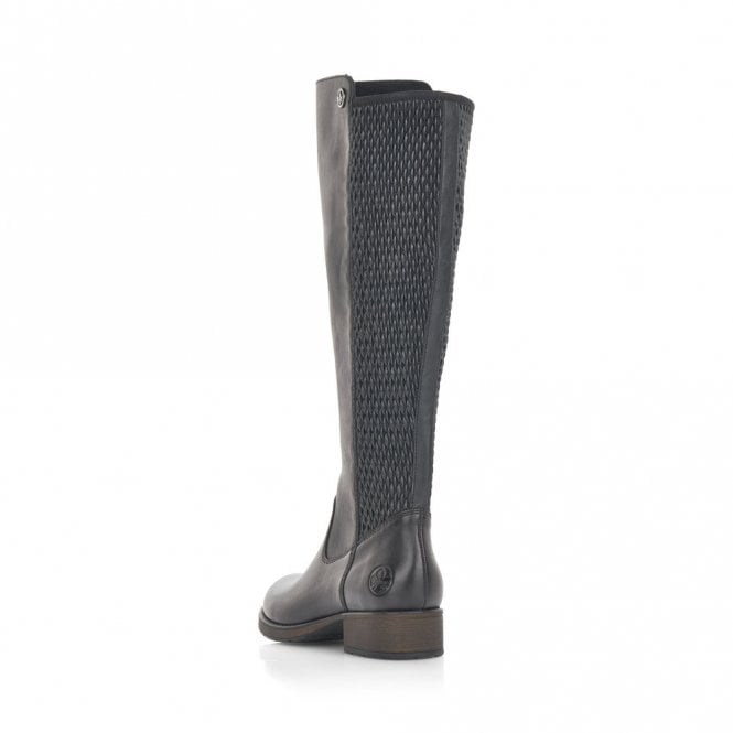 Rieker Long Leather Riding Boot with zip Z9591-00 BLACK