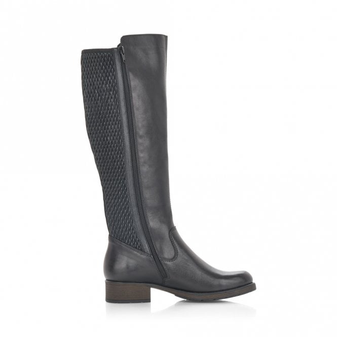 Rieker Long Leather Riding Boot with zip Z9591-00 BLACK