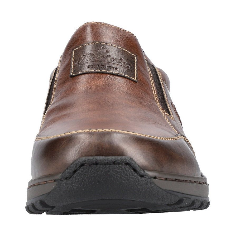 Rieker Men's Extra wide Slip-On Leather Shoe TOFFEE 03354-26