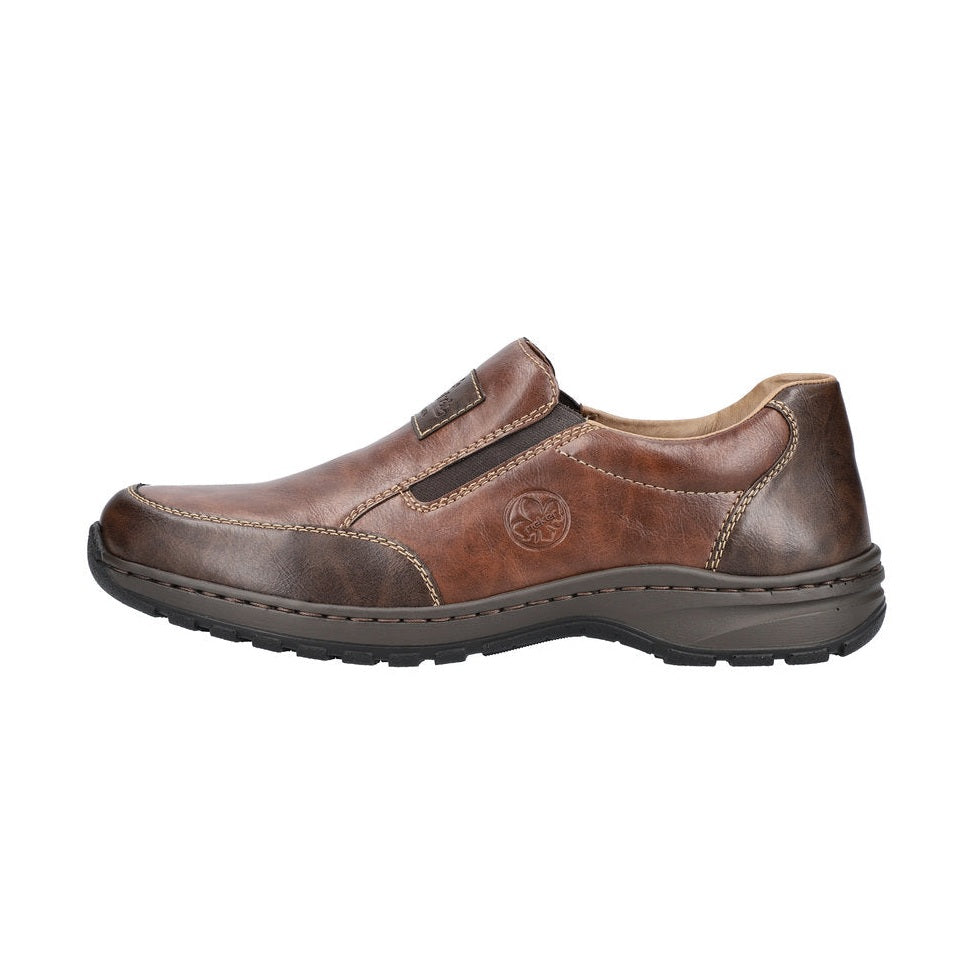Rieker Men's Extra wide Slip-On Leather Shoe TOFFEE 03354-26