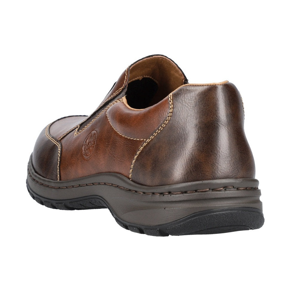 Rieker Men's Extra wide Slip-On Leather Shoe TOFFEE 03354-26