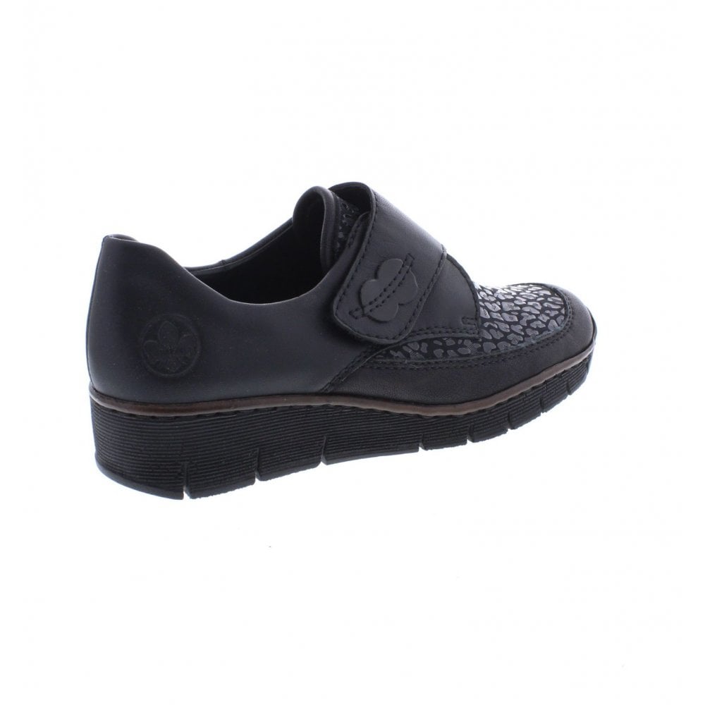 Rieker SHOE BLACK Leather With TOUCH FASTENING 537C0-00