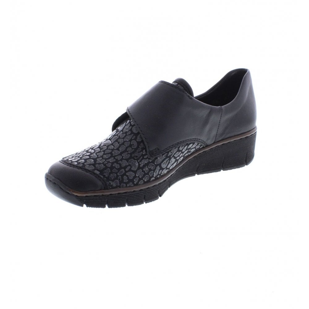 Rieker SHOE BLACK Leather With TOUCH FASTENING 537C0-00