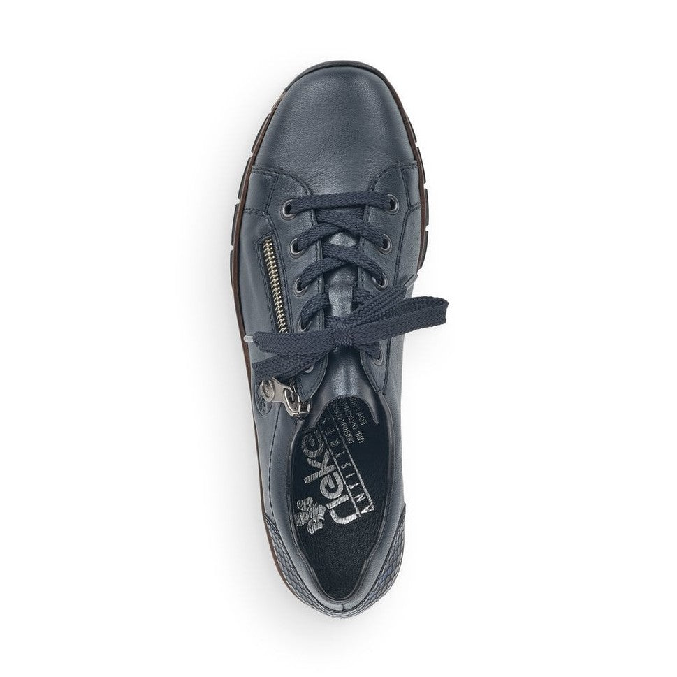 Rieker SHOE NAVY Wedged Leather Lace up Shoe with Zip 53702-14