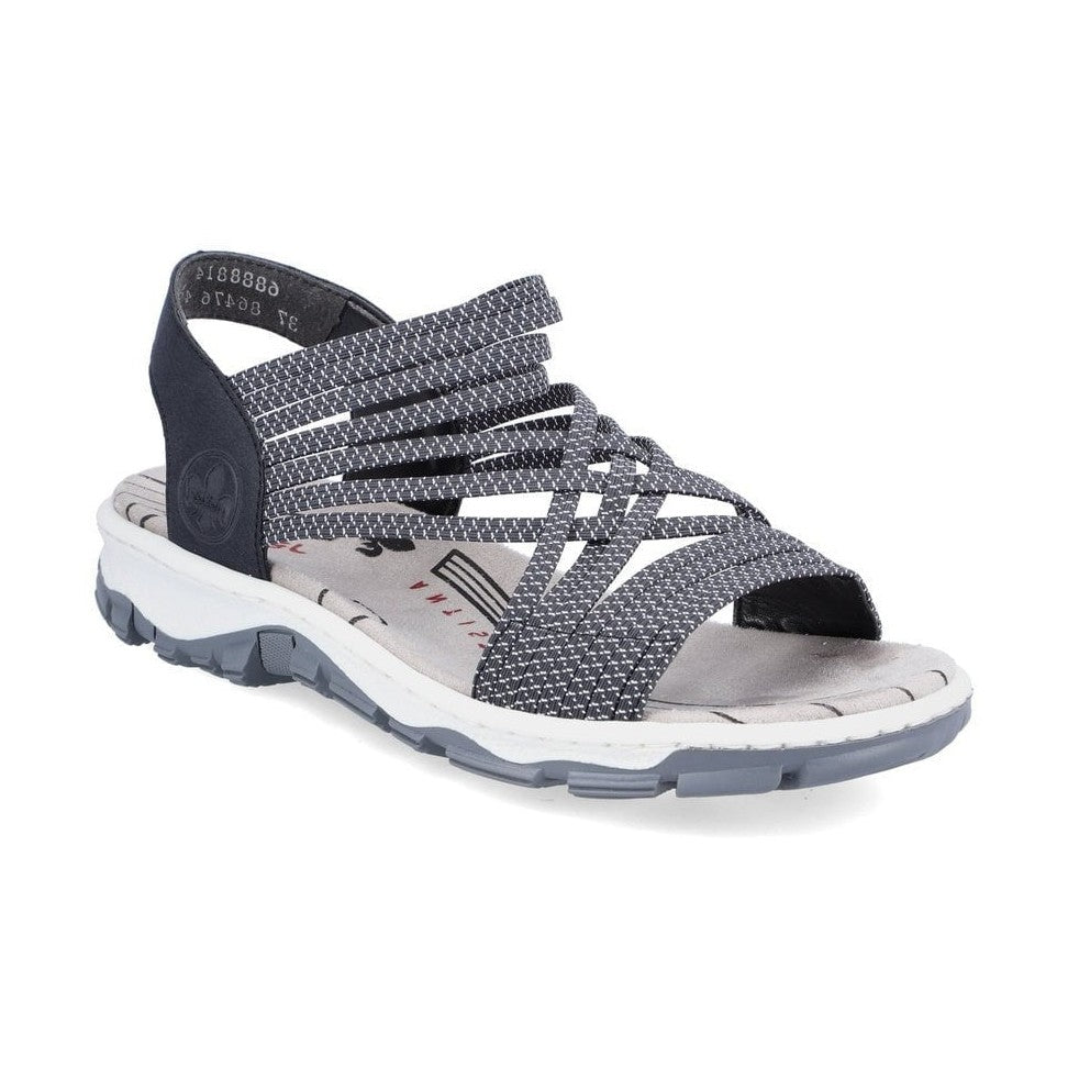 Rieker Sandal 68888-14 NAVY/WHITE with elasticated straps