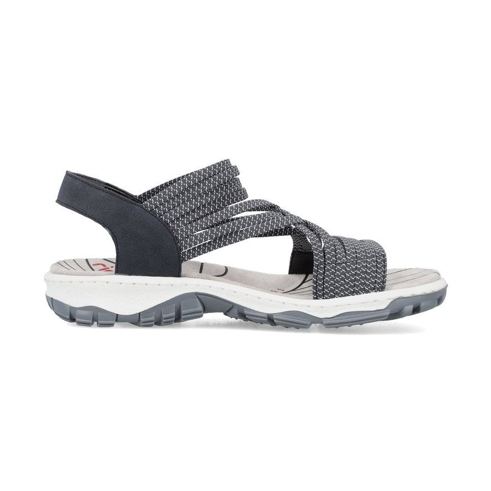 Rieker Sandal 68888-14 NAVY/WHITE with elasticated straps