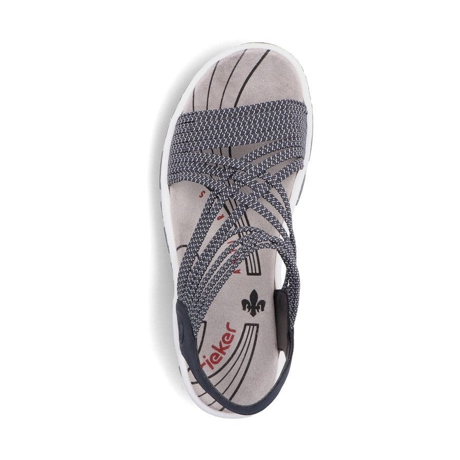 Rieker Sandal 68888-14 NAVY/WHITE with elasticated straps