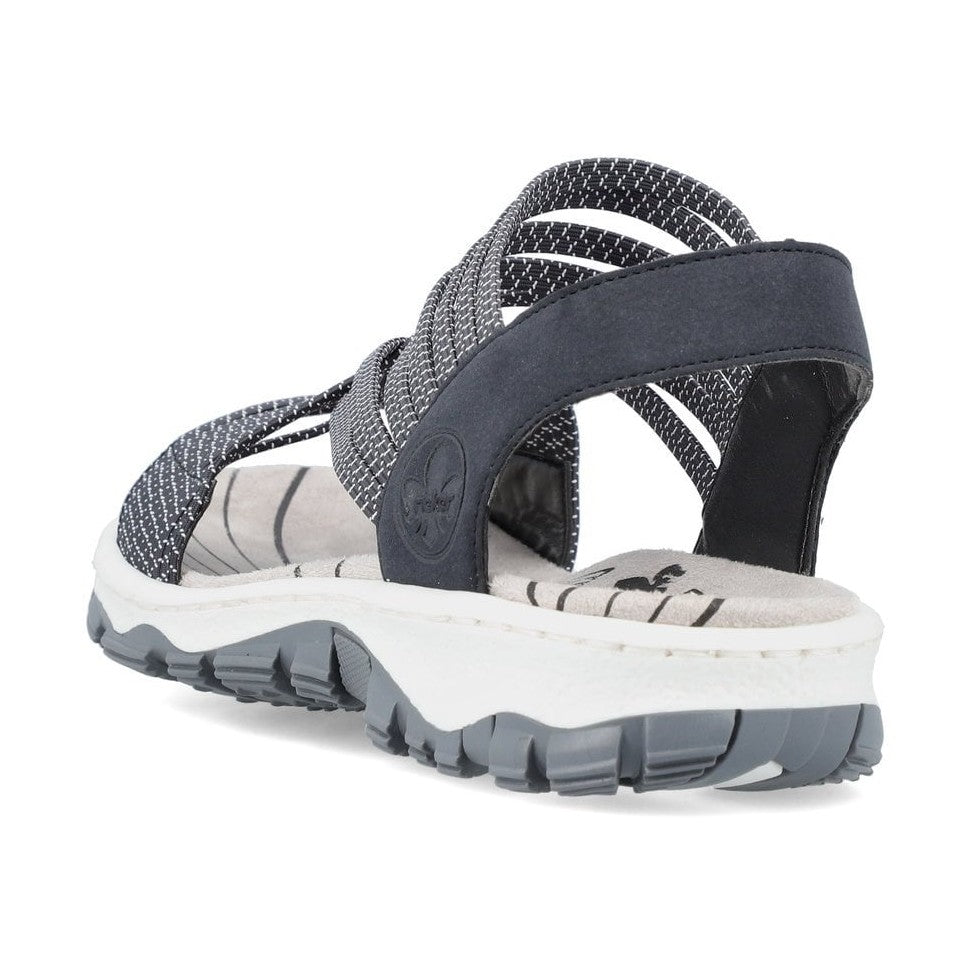 Rieker Sandal 68888-14 NAVY/WHITE with elasticated straps