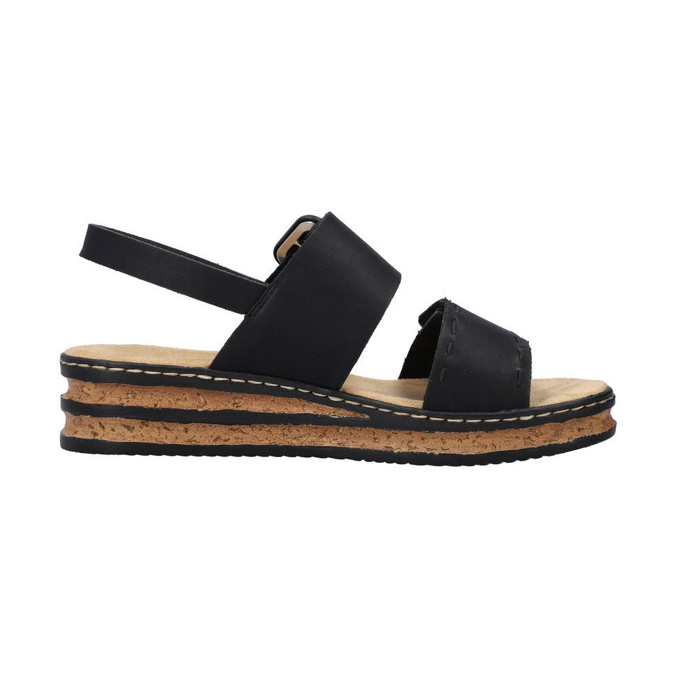 Rieker Wedge Sandal 62950-00 Black