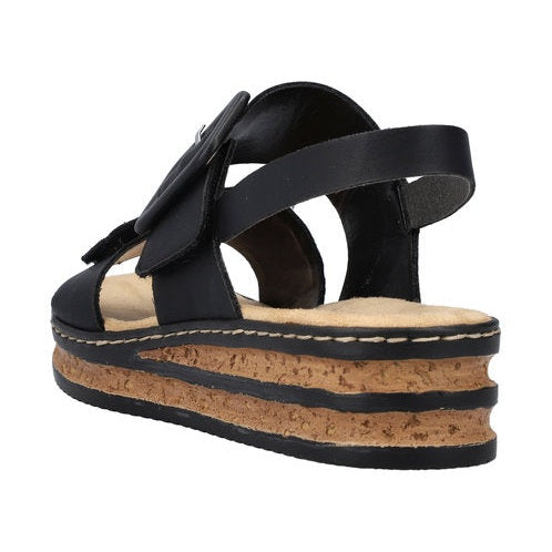 Rieker Wedge Sandal 62950-00 Black