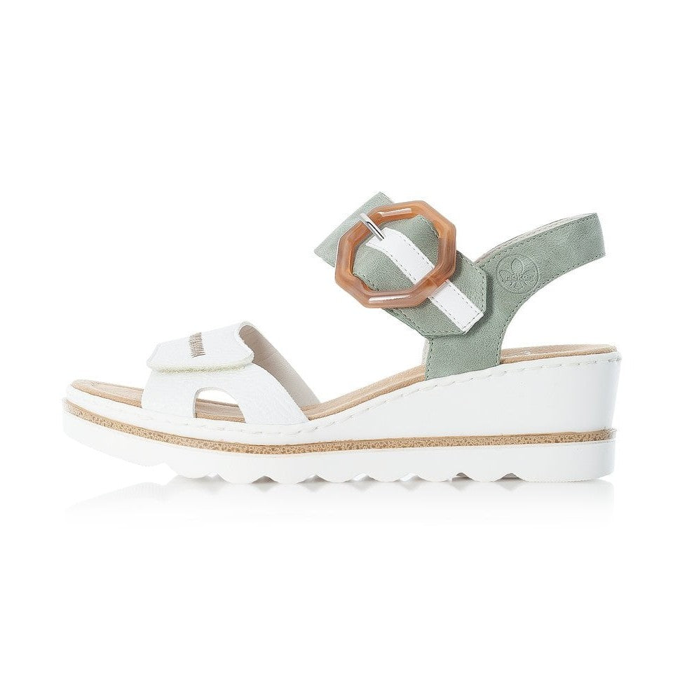 Rieker Wedge Sandal 67476-81 WHITE/Green