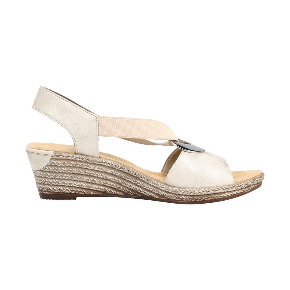 Rieker women smart Wedged sandal 624H6-60 cream