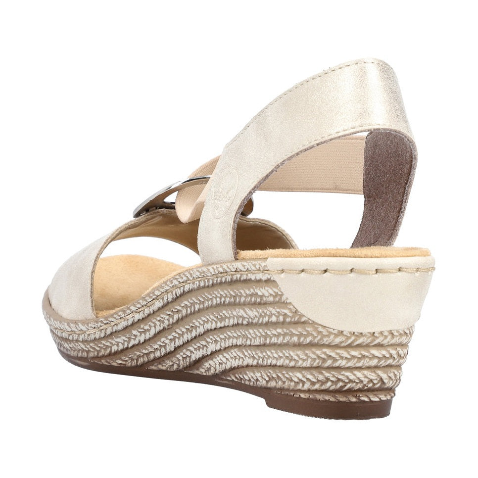 Rieker women smart Wedged sandal 624H6-60 cream