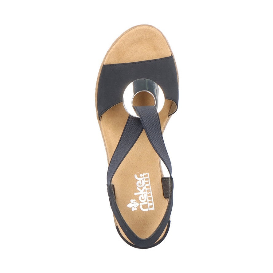 Rieker women smart Wedged sandal NAVY 624H6-14