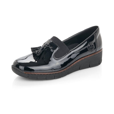 Rieker Ladies Classic Loafer Slip-on Shoe  BLACK 53751-00