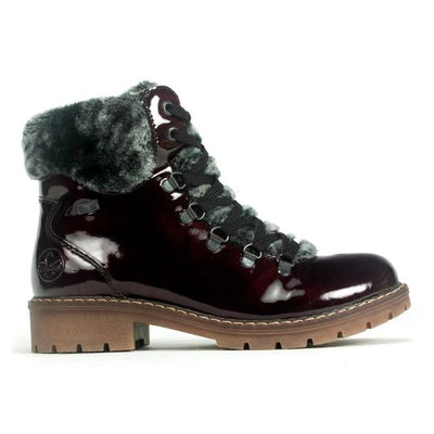 Rieker Hiker Ankle Boot WINE PATENT Y9124-35