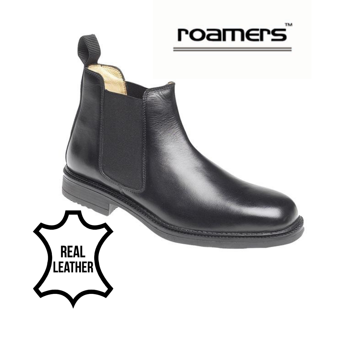 Roamers Mens BLACK Leather Chelsea Boot M278A