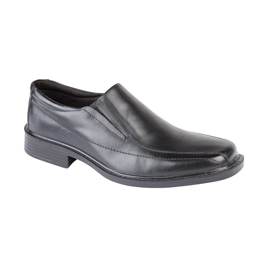 Roamers lightweight black leather smart slip on shoe M724A