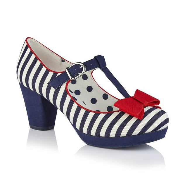 Ruby Shoo COURT SHOE Jazz NAVY STRIPE MATCHING TUNIS BAG AVAILABLE