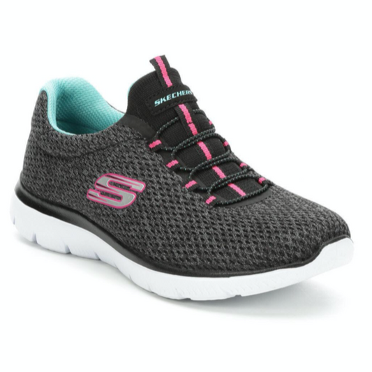 Skechers TRAINER SUMMIT BLACK/PINK SLIP ON 12986