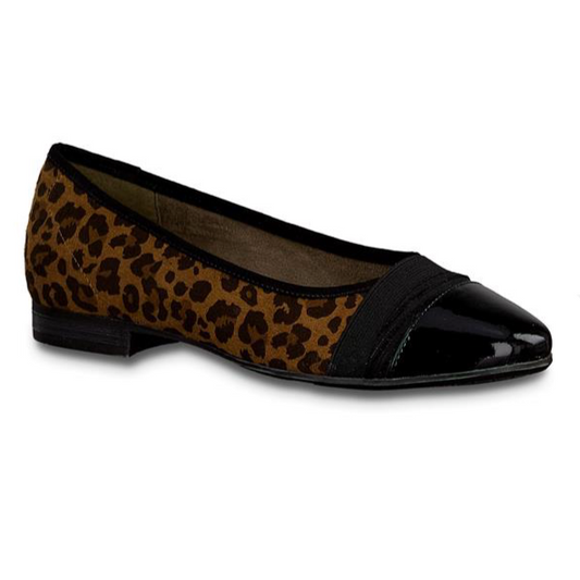 Jana BALLET PUMP BLACK LEOPARD 22165