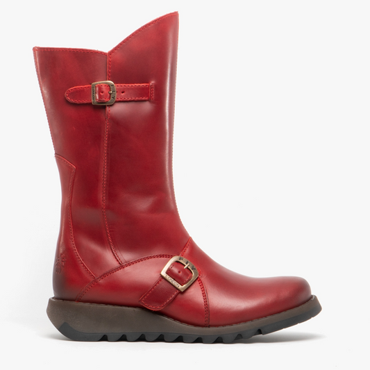 FLY London Mid Calf Boot MES 2 Red Leather