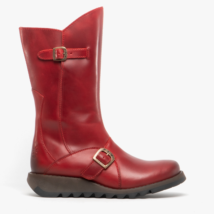 FLY London Mid Calf Boot MES 2 Red Leather A.G. Meek