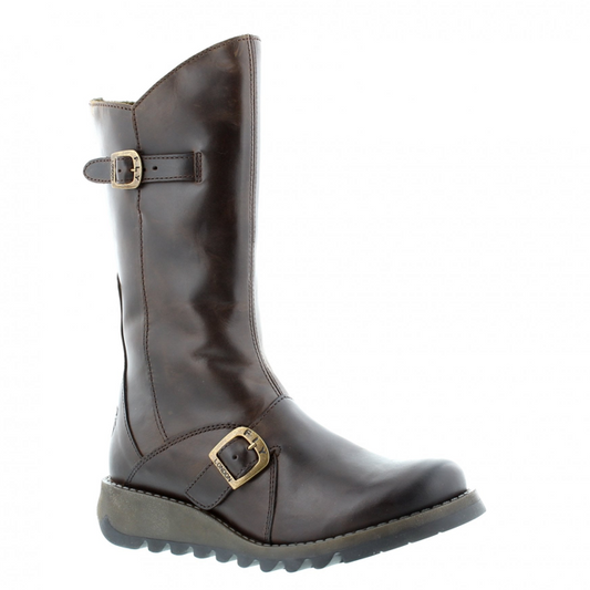 FLY London Mid Calf Boot Mes 2 Brown Leather