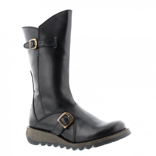 Fly London Mid Calf Boot Mes 2 Black Leather