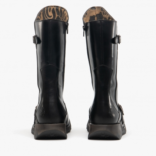 Fly London Mid Calf Boot Mes 2 Black Leather