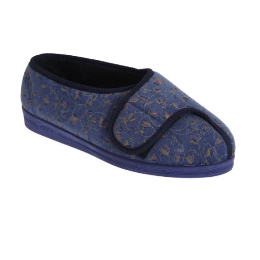 Comfylux Helen Extra Wide Fitting Slipper touch easy fastening for cosy feet
