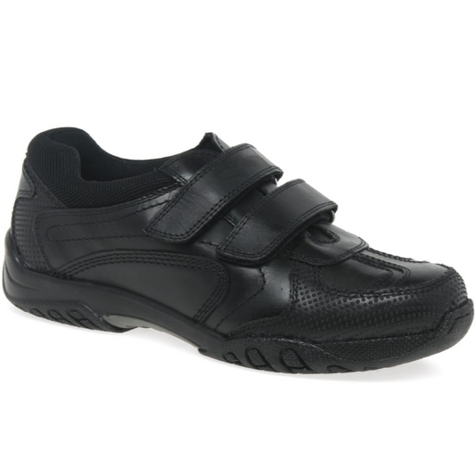 Hush Puppies school shoe Jezza snr  BLACK velcro strap