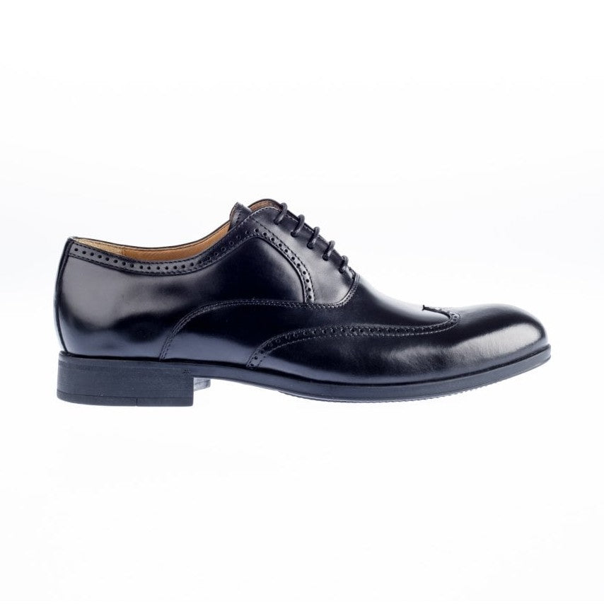Steptronic BROGUE SHOE Bugos Black Soft Leather wing cap Lace up Formal