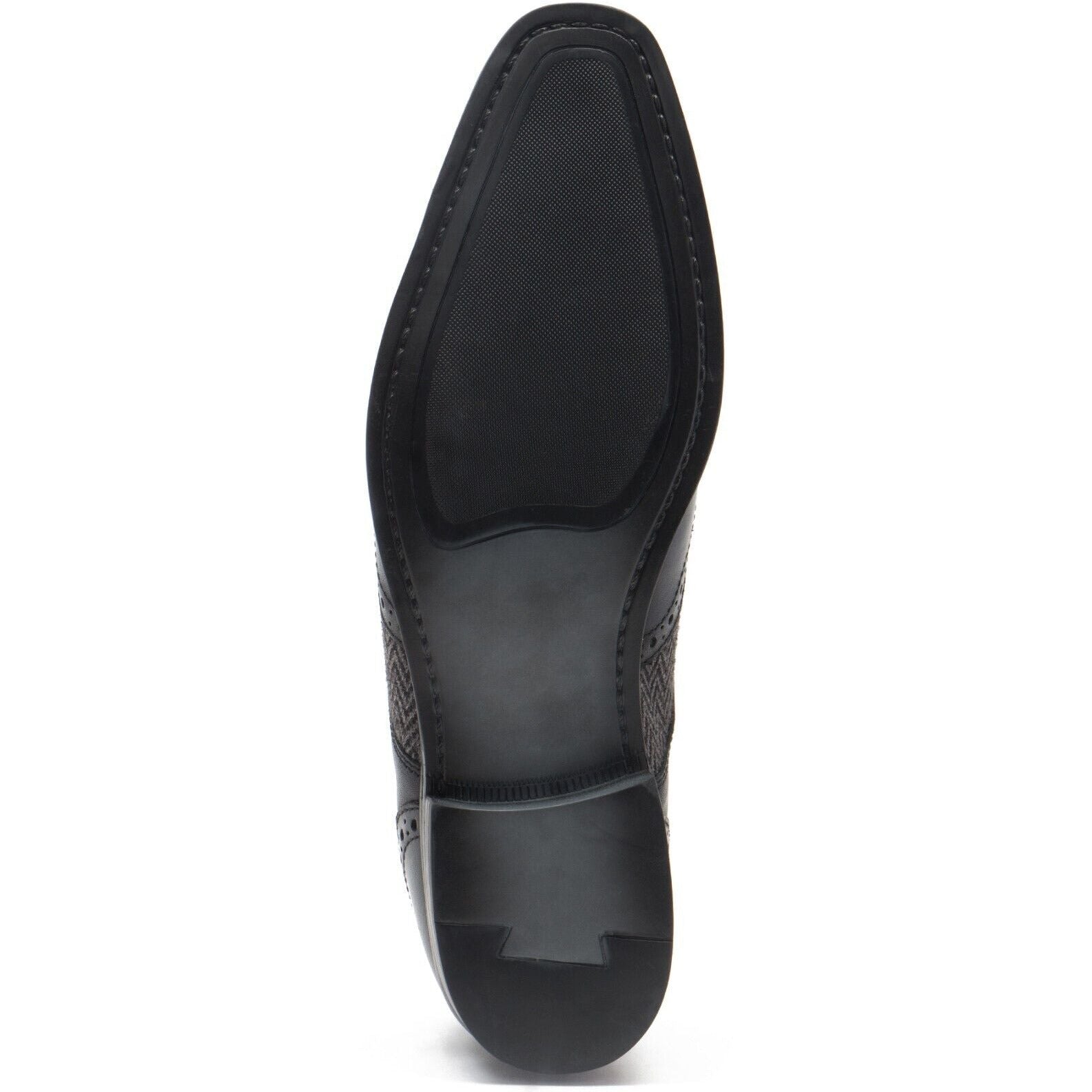 Thomas Crick Black Leather / Herringbone Brogue shoes
