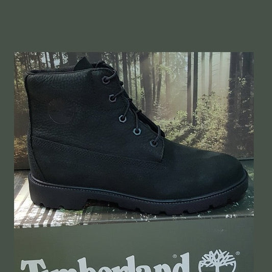 Timberland 6 inch boot youth black leather waterproof