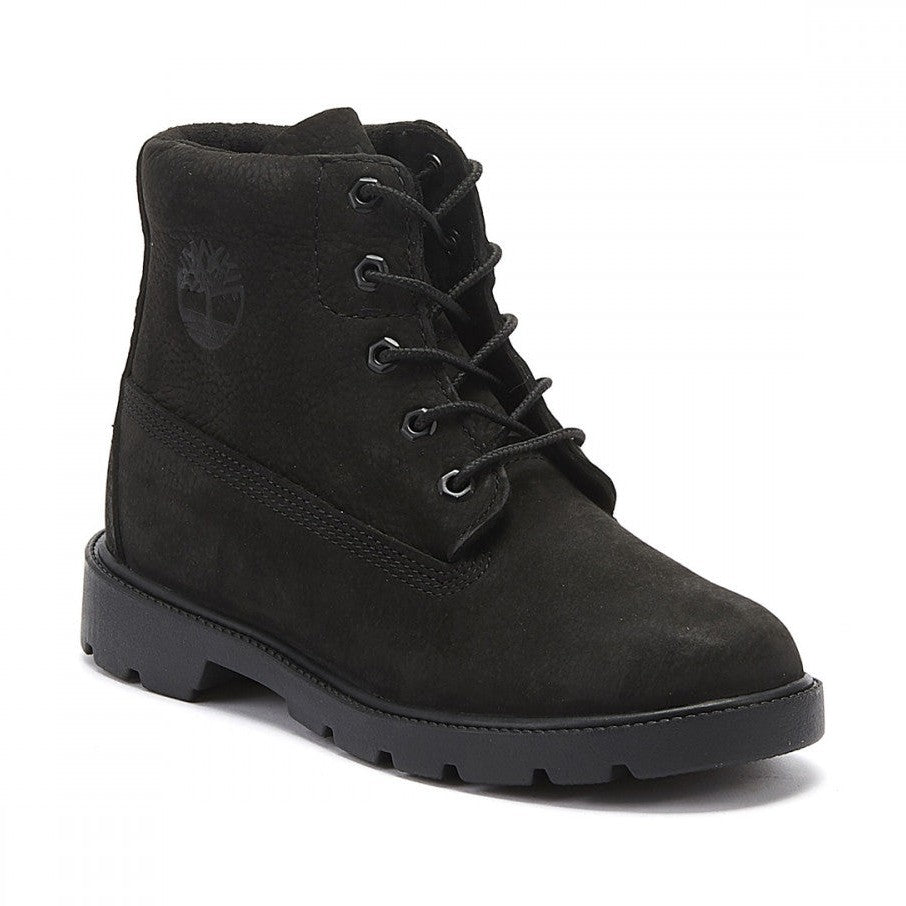 Timberland 6 inch boot youth black leather waterproof