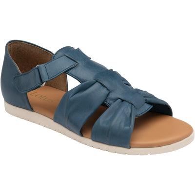 Lotus Blue Leather Santino Flat Open-Toe Shoes Santino BLUE ULP198