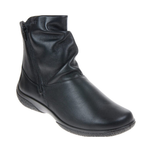 Hotter Boot WHISPER Soft Leather Flat Ankle Boot with  twin Zip Wide fitting Black