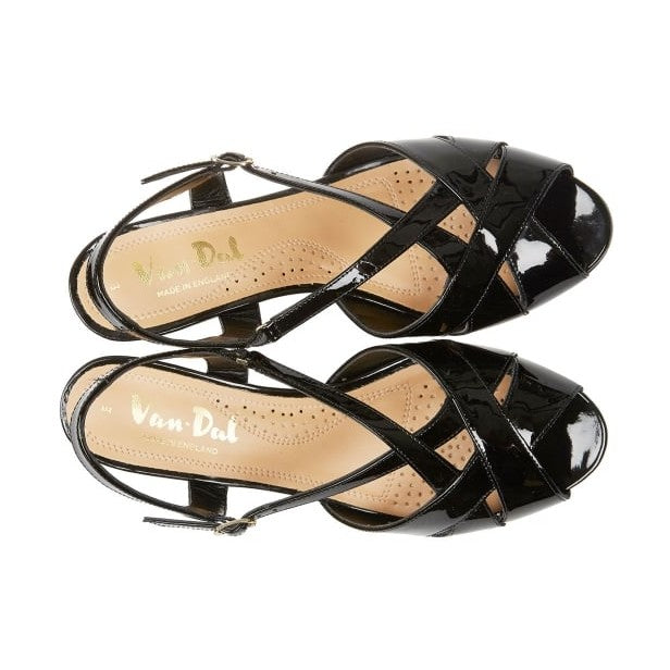 Van Dal Libby Black patent Wide Fit Dress Sandal