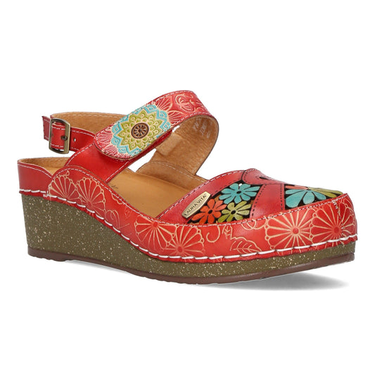 Laura Vita Facscineo 07 ROUGE Low Wedge Bar Shoe