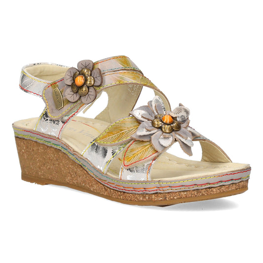 Laura Vita Facscineo 43 Grey Touch Fastening Low Wedge Sandal