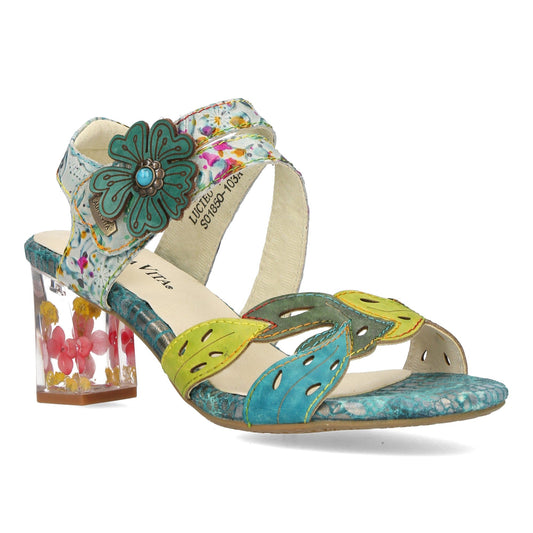 Laura Vita Lucieo 103 TURQUOISE Touch Fastening Bar Sandal