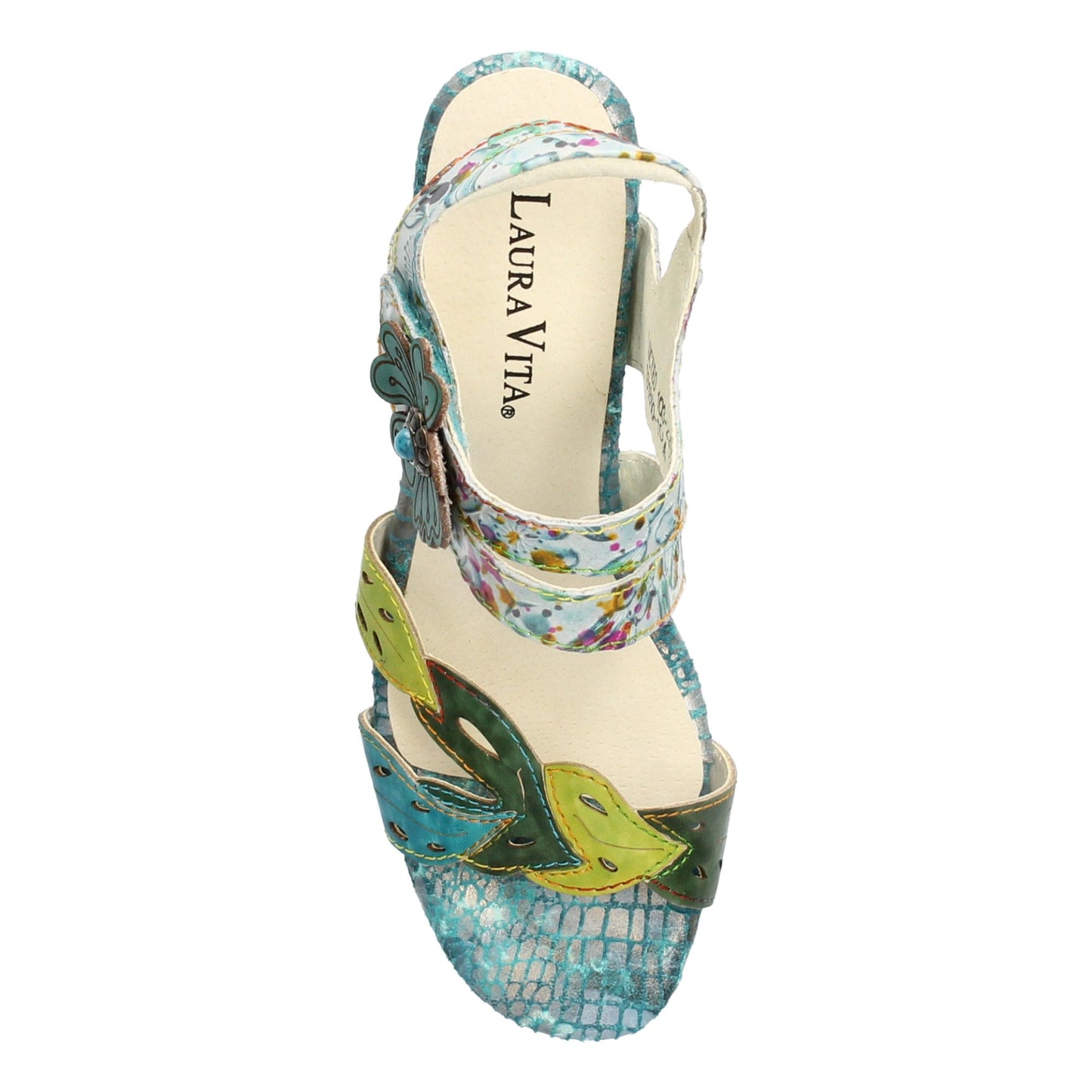 Laura Vita Lucieo 103 TURQUOISE Touch Fastening Bar Sandal