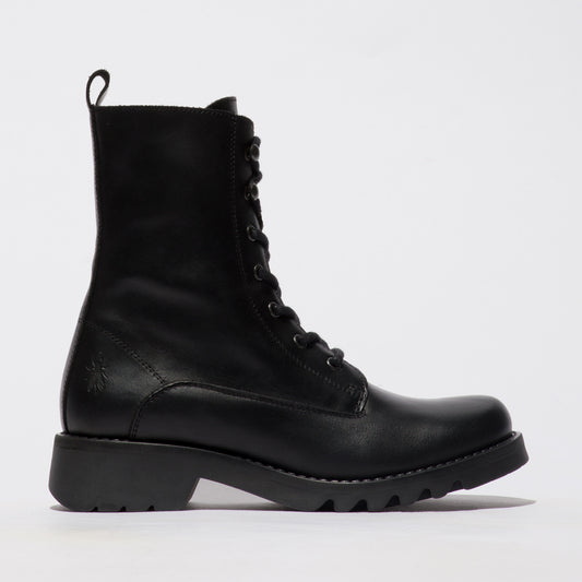 Fly London Ankle Boot Reid ALL BLACK with lace and zip