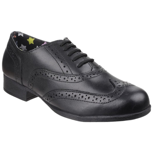Hush Puppies school shoe Kada BLACK Leather Girls Brogue