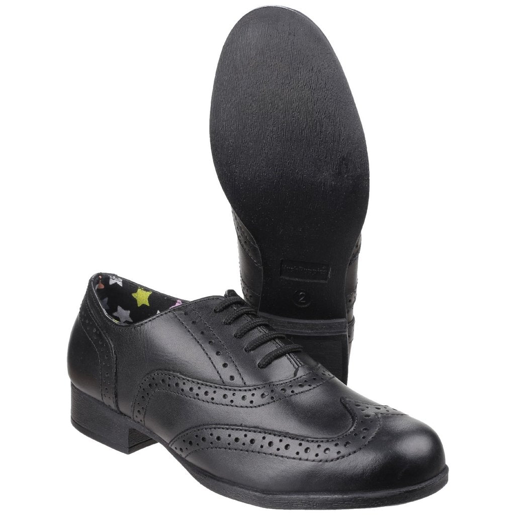 Hush Puppies school shoe Kada BLACK Leather Girls Brogue